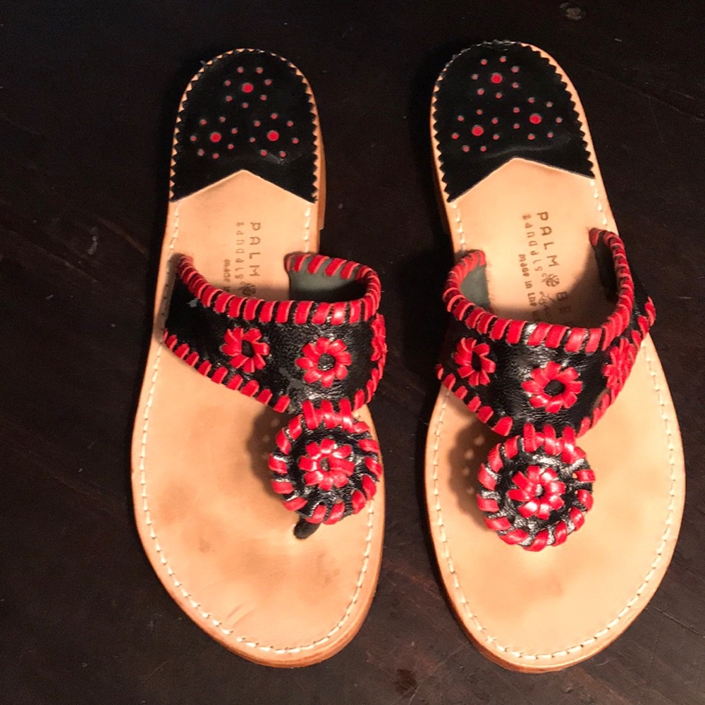 Palm Beach leather sandal size 7.5 garnet and blk